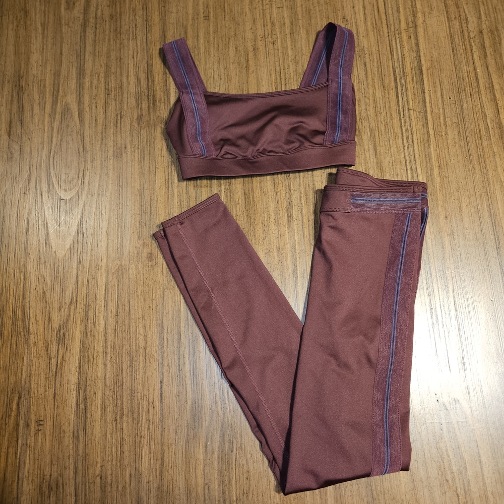 JoyLab Burgundy and Blue Leggings Set Womens Sz XS